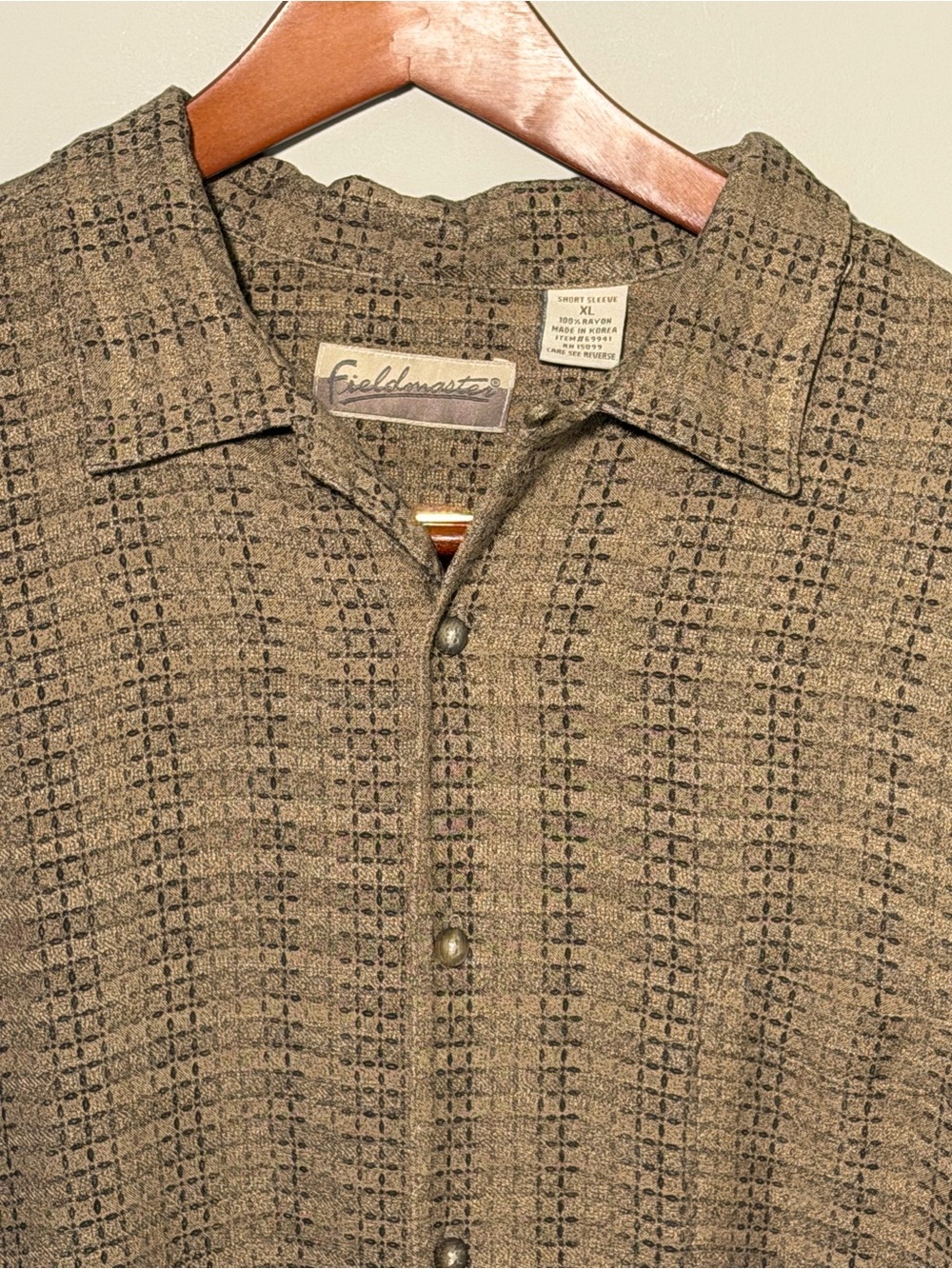 Fieldmaster Island Style Men’s Brown Patterned Short Sleeve Button-Down Shirt